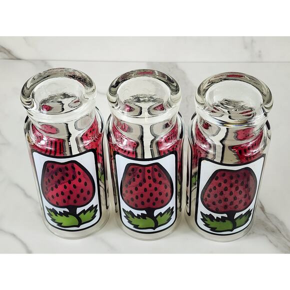 Libbey Strawberry Pedestal Tumbler Glass 16oz Retro 80's 6 1/2" x3 Vintage - Picture 11 of 13